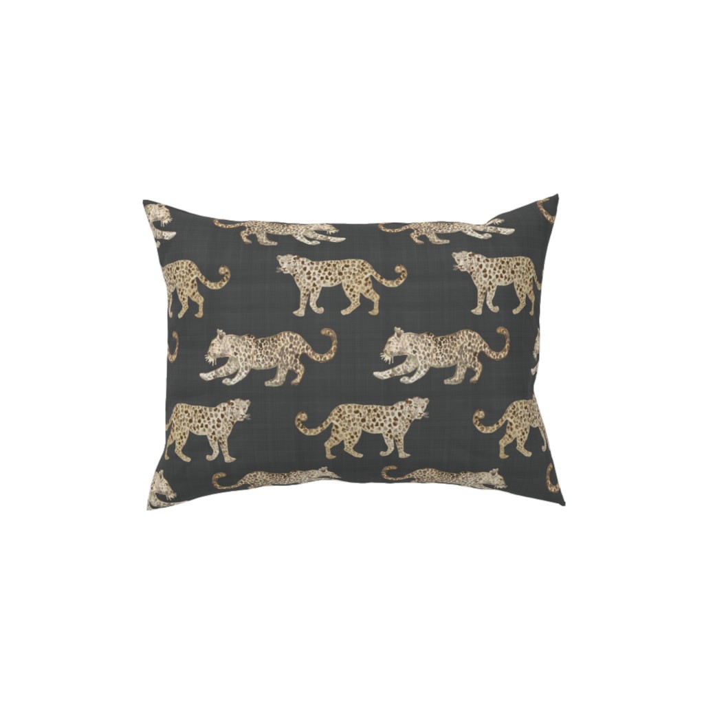 Leopard Parade Pillow, Woven, Black, 12x16, Single Sided, Gray, Dark Gray