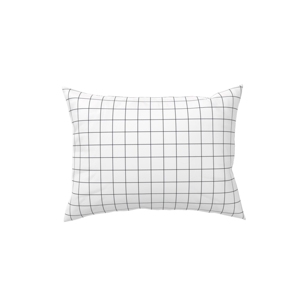 Black & White Grid Pillow, Woven, Black, 12x16, Single Sided, White