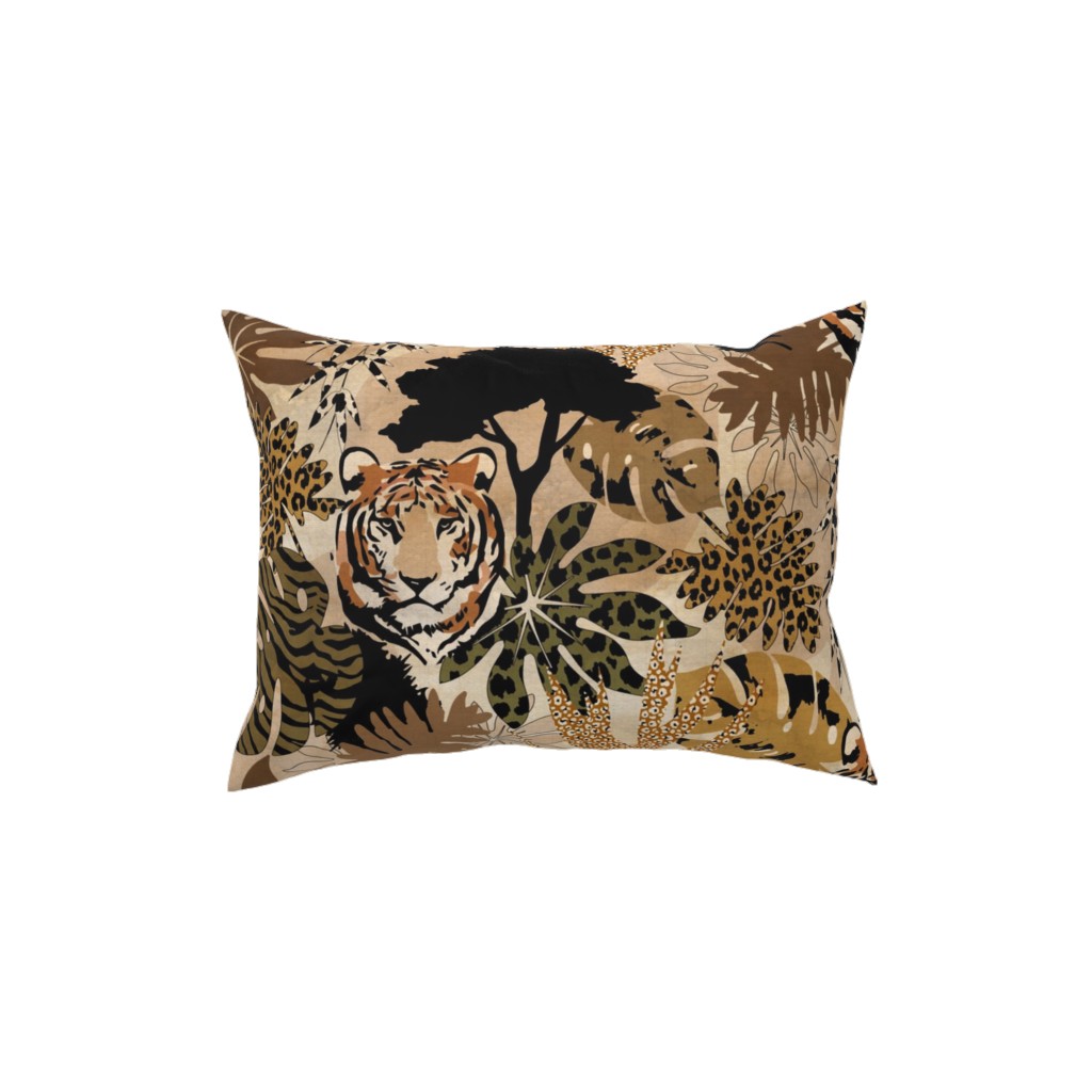 Safari Camouflage - Earthy Pillow, Woven, Black, 12x16, Single Sided, Brown