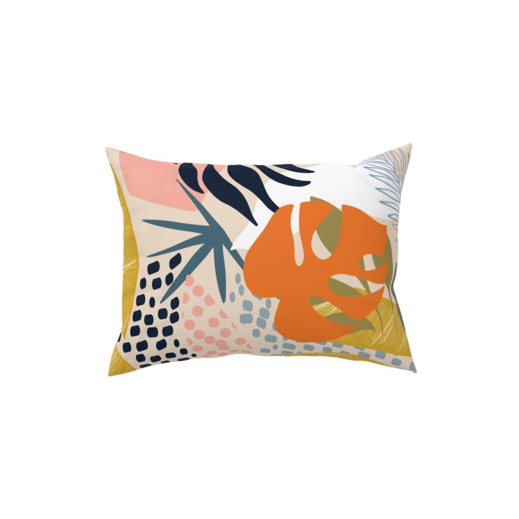 Tropical Foliage - Multi Pillow, Woven, Black, 12x16, Single Sided, Multicolor