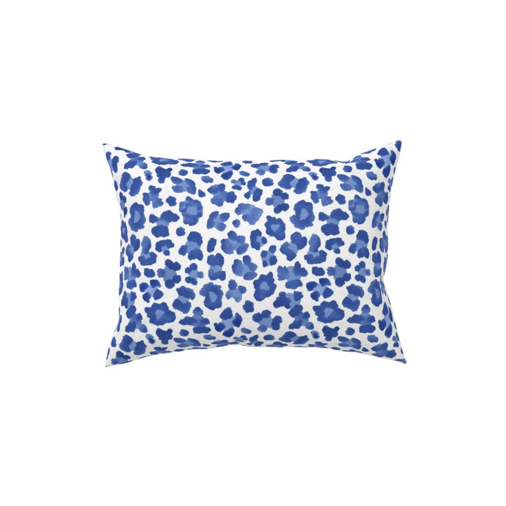 Leopard Print - Blue and White Pillow, Woven, Black, 12x16, Single Sided, Blue, True Blue