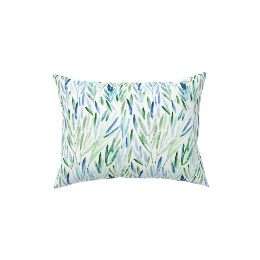 Watercolor Eucalyptus Leaves - Blue and Green Pillow, Woven, Black, 12x16, Single Sided, Green, Classic Green