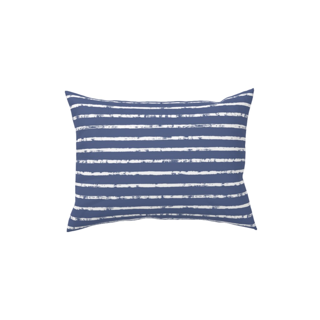 Distressed Dusty Blue and White Stripes Pillow, Woven, Black, 12x16, Single Sided, Blue