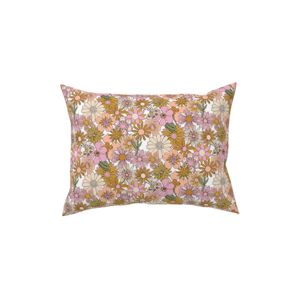 Chelsea Vintage Floral Garden - Pink Pillow, Woven, Black, 12x16, Single Sided, Pink, Bright Pink