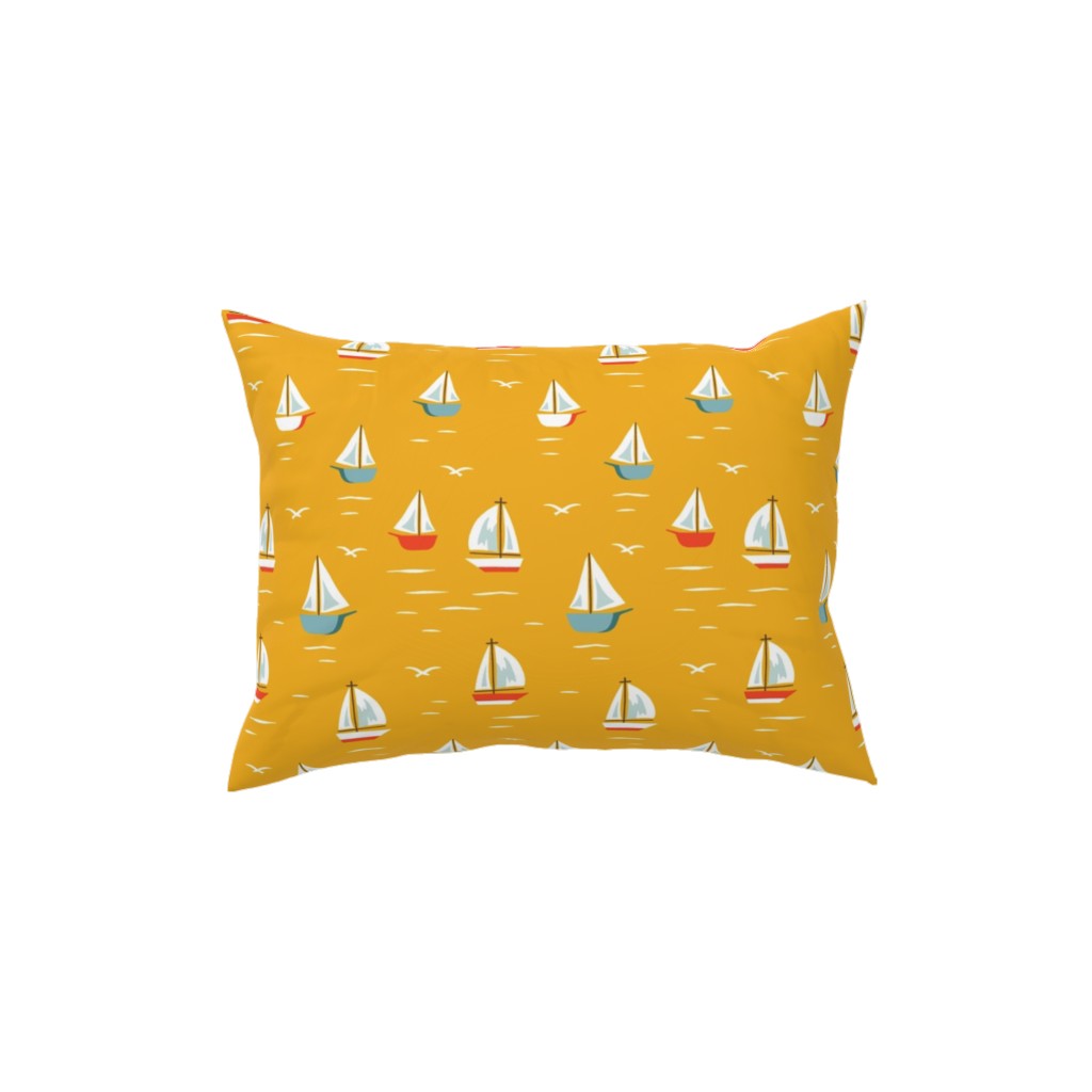 Sailboats Pillow, Woven, Black, 12x16, Single Sided, Yellow, Eggyolk