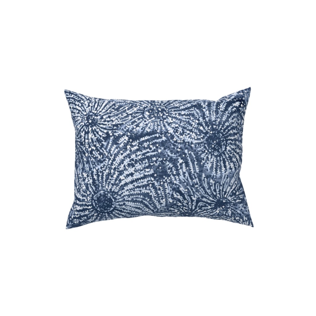 Shibori Floral Bursts - Navy Pillow, Woven, Black, 12x16, Single Sided, Blue