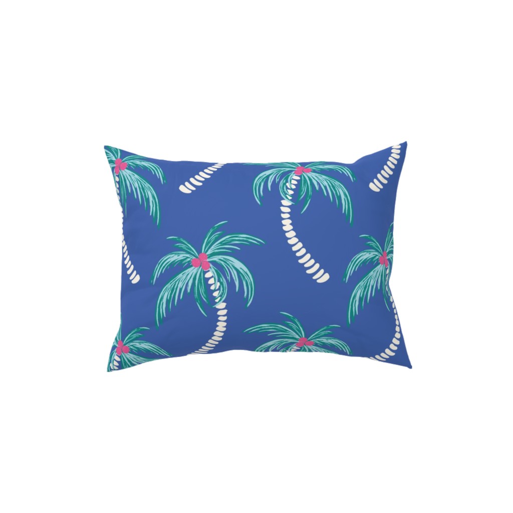 Tropical Palms Pillow, Woven, Black, 12x16, Single Sided, Blue