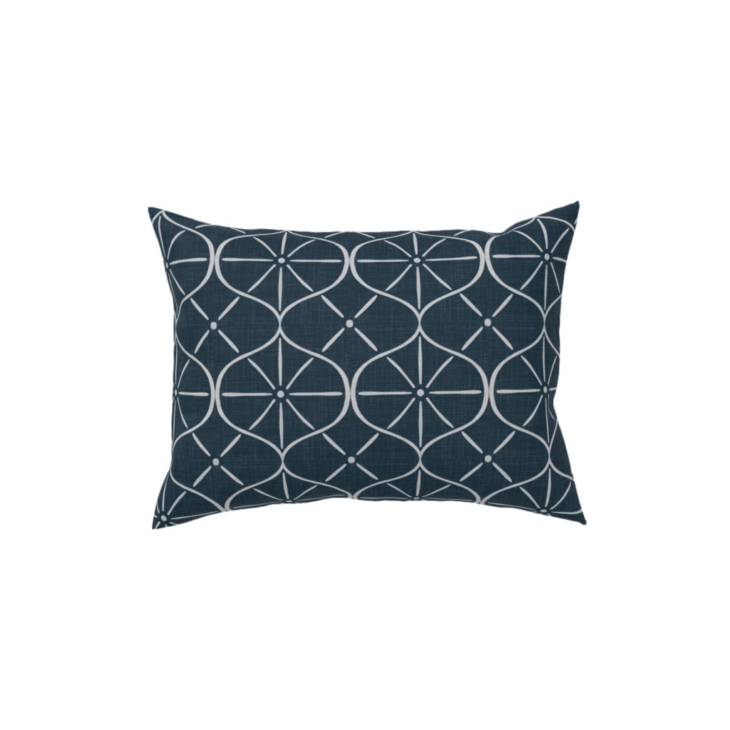Ovalesque - Blue Pillow, Woven, Black, 12x16, Single Sided, Blue