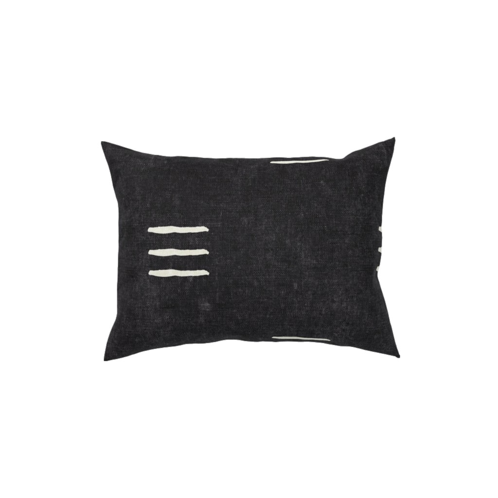 Triple Dash Mudcloth Pillow, Woven, Black, 12x16, Single Sided, Black