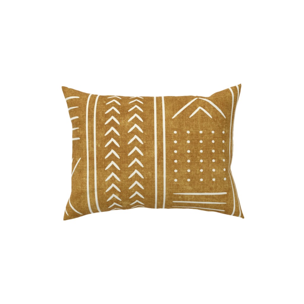 Mudcloth - Mustard Pillow, Woven, Black, 12x16, Single Sided, Yellow