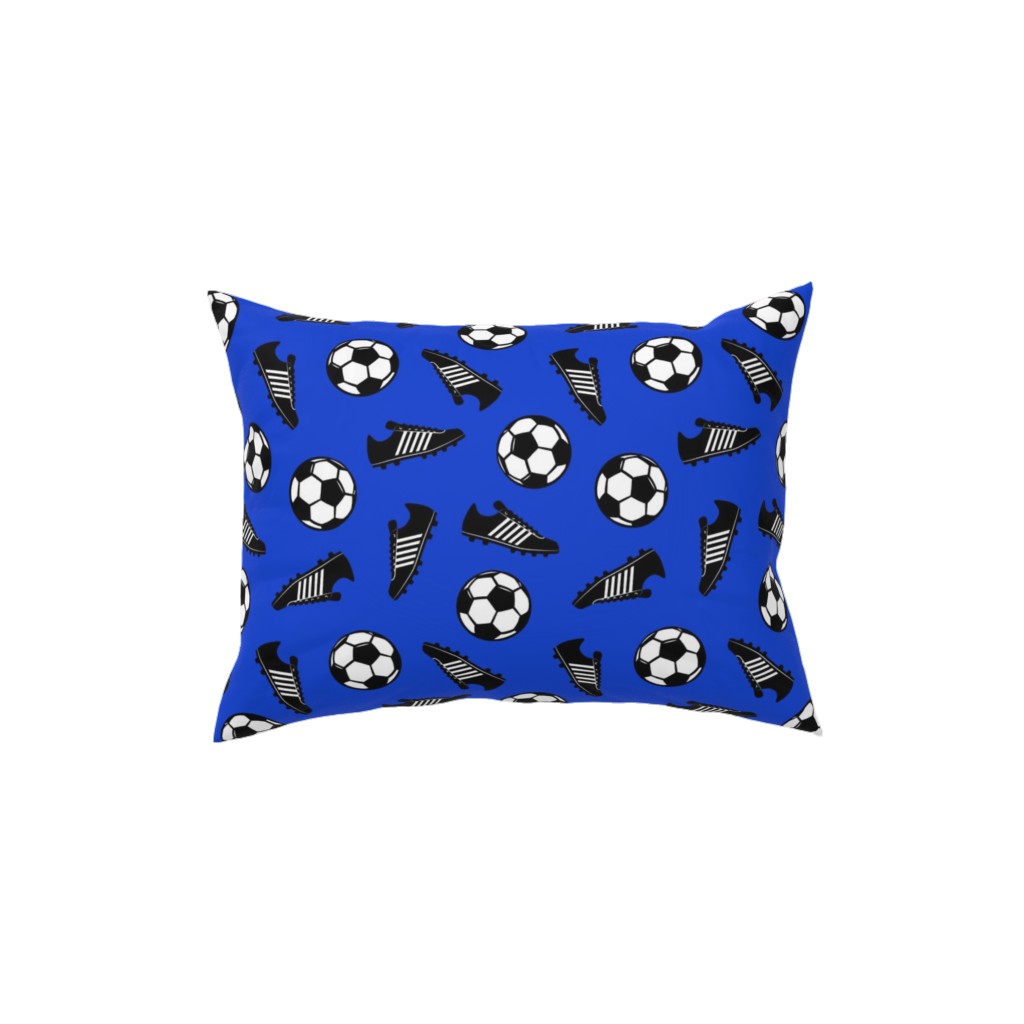 Soccer Balls and Cleats Pillow, Woven, Black, 12x16, Single Sided, Blue, Royal