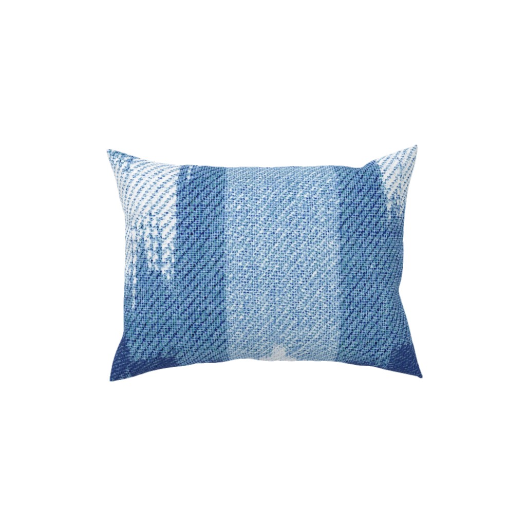 Blue Ikat Pillow, Woven, Black, 12x16, Single Sided, Blue