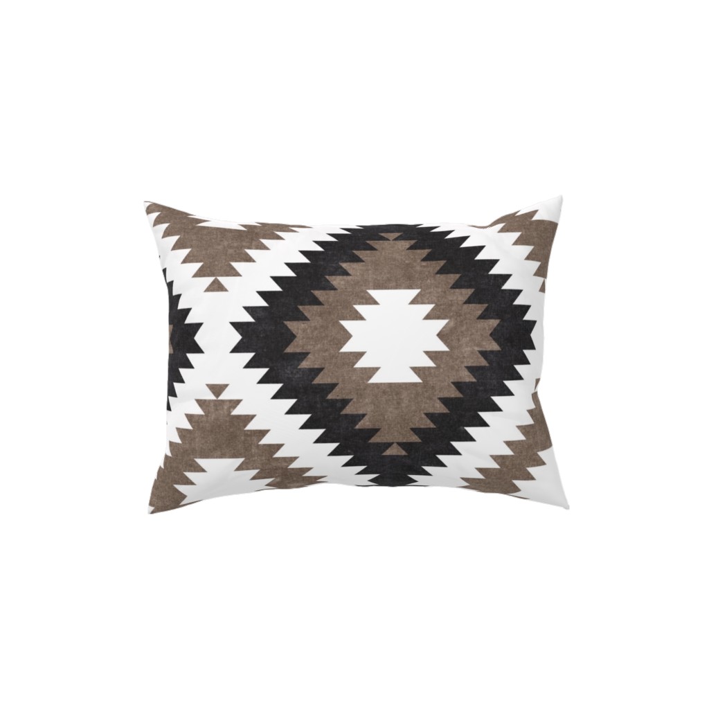 Tribal Southwest Boho Pillow, Woven, Black, 12x16, Single Sided, Brown, White
