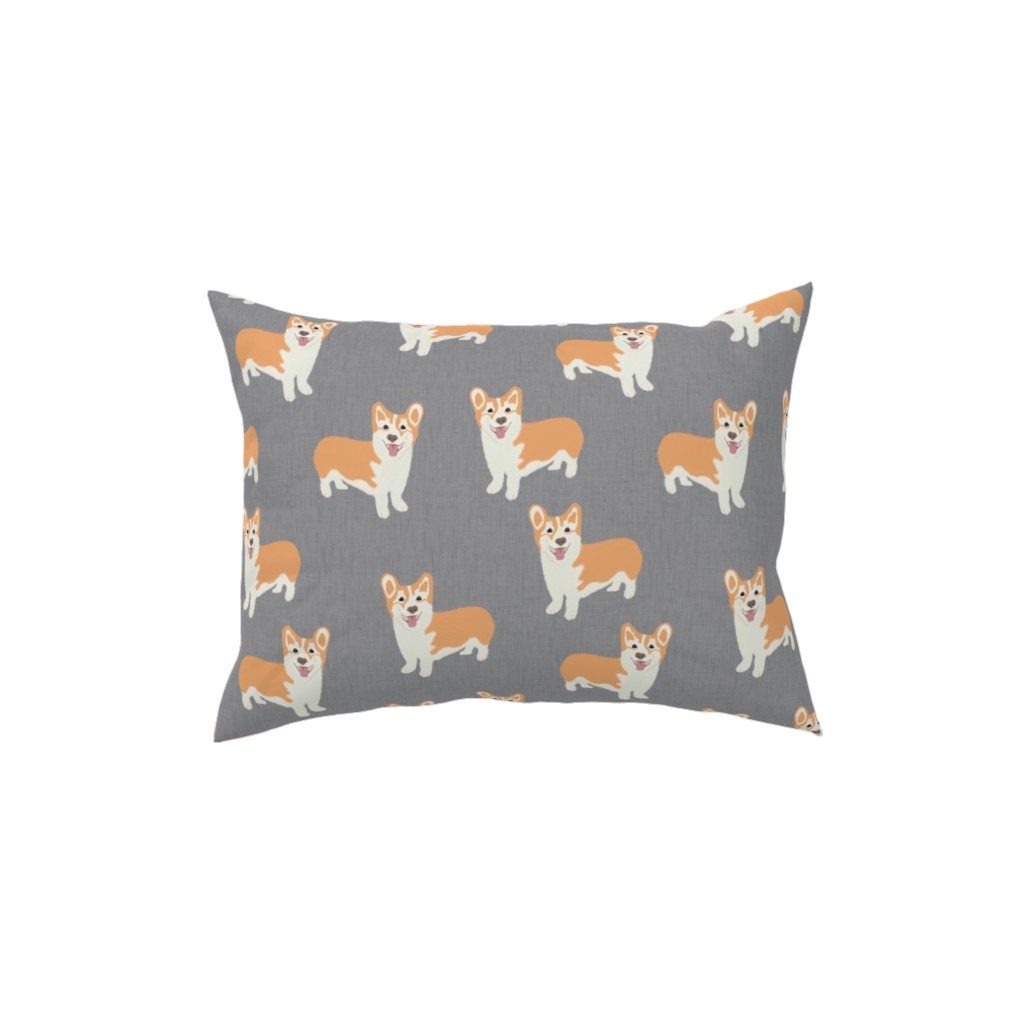 Corgi Pillow, Woven, Beige, 12x16, Single Sided, Gray, Smoke Signals