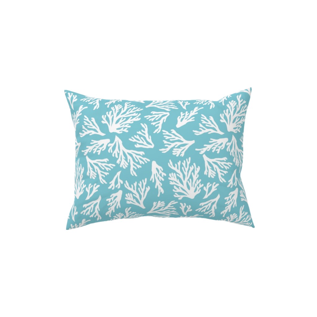 Coral - Turquoise Pillow, Woven, Beige, 12x16, Single Sided, Blue