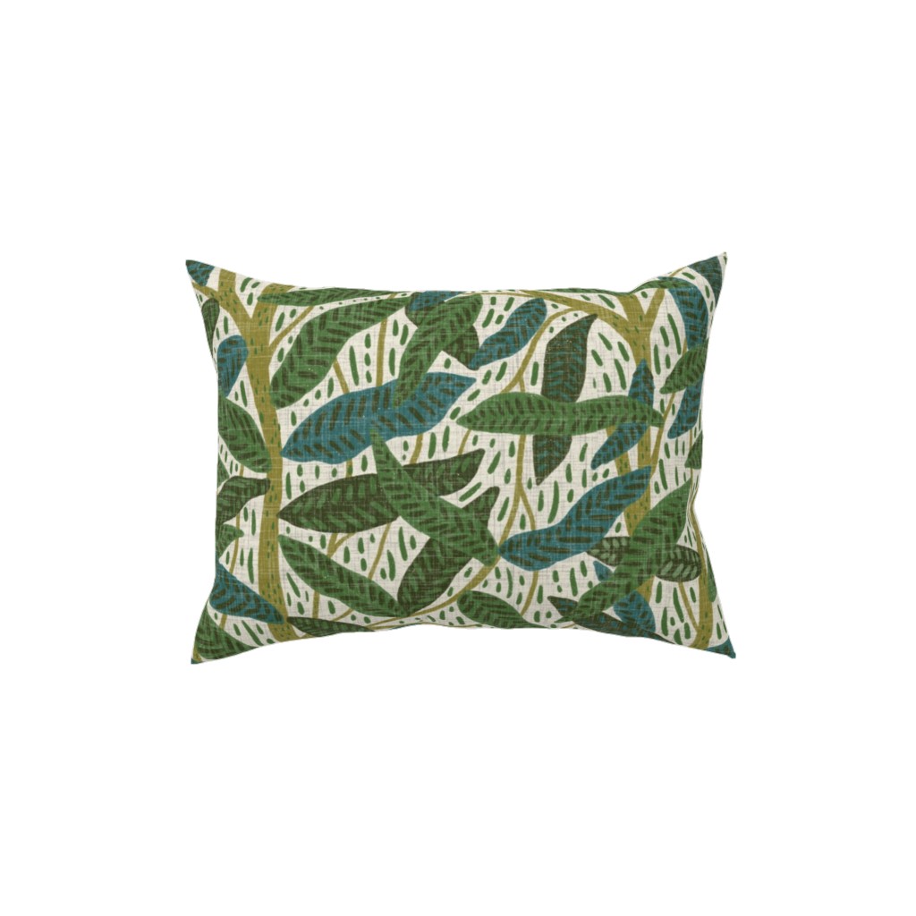 Jungle Foliage - Green Pillow, Woven, Beige, 12x16, Single Sided, Green