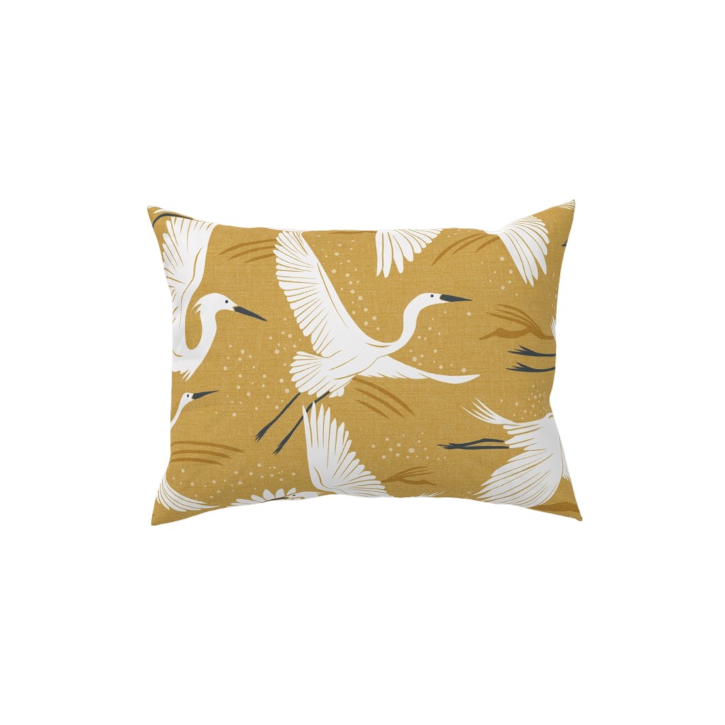 Soaring Wings Cranes Pillow, Woven, Beige, 12x16, Single Sided, Yellow