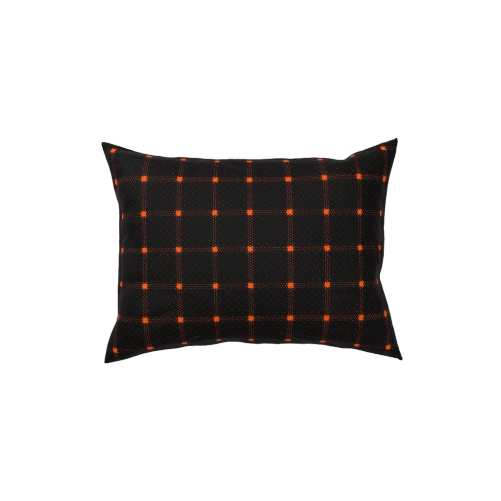 Gridded Plaid Pillow, Woven, Beige, 12x16, Single Sided, Black, Black