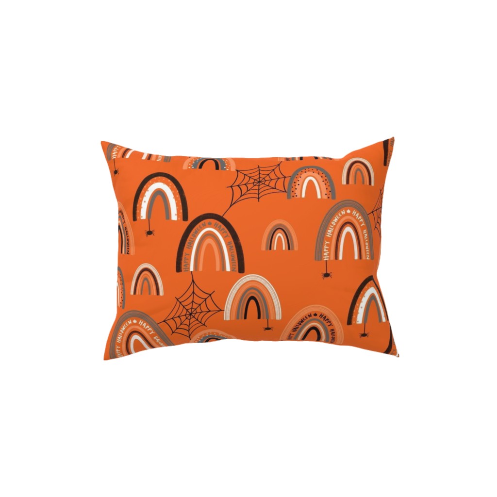 Halloween Rainbows Pillow, Woven, Beige, 12x16, Single Sided, Orange