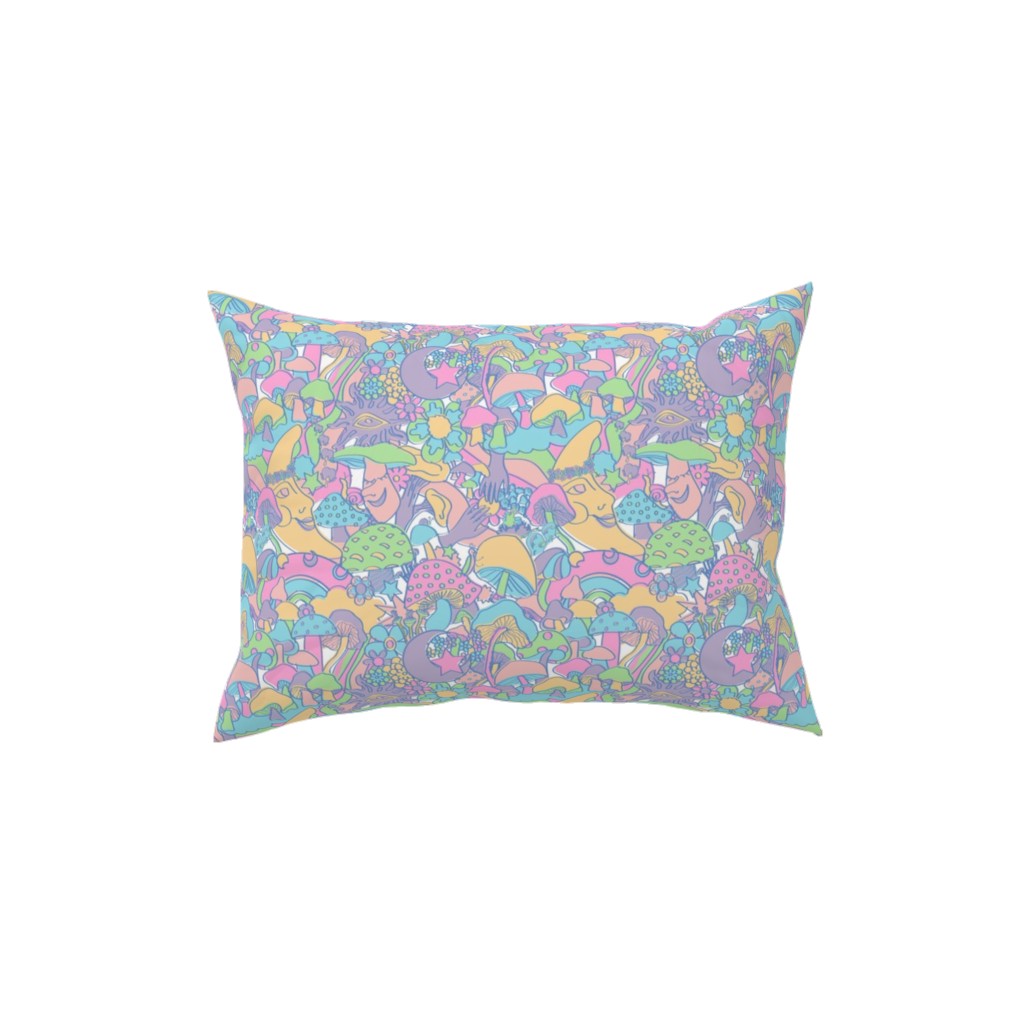 Magical Mushroom World - Pastel Pillow, Woven, Beige, 12x16, Single Sided, Multicolor