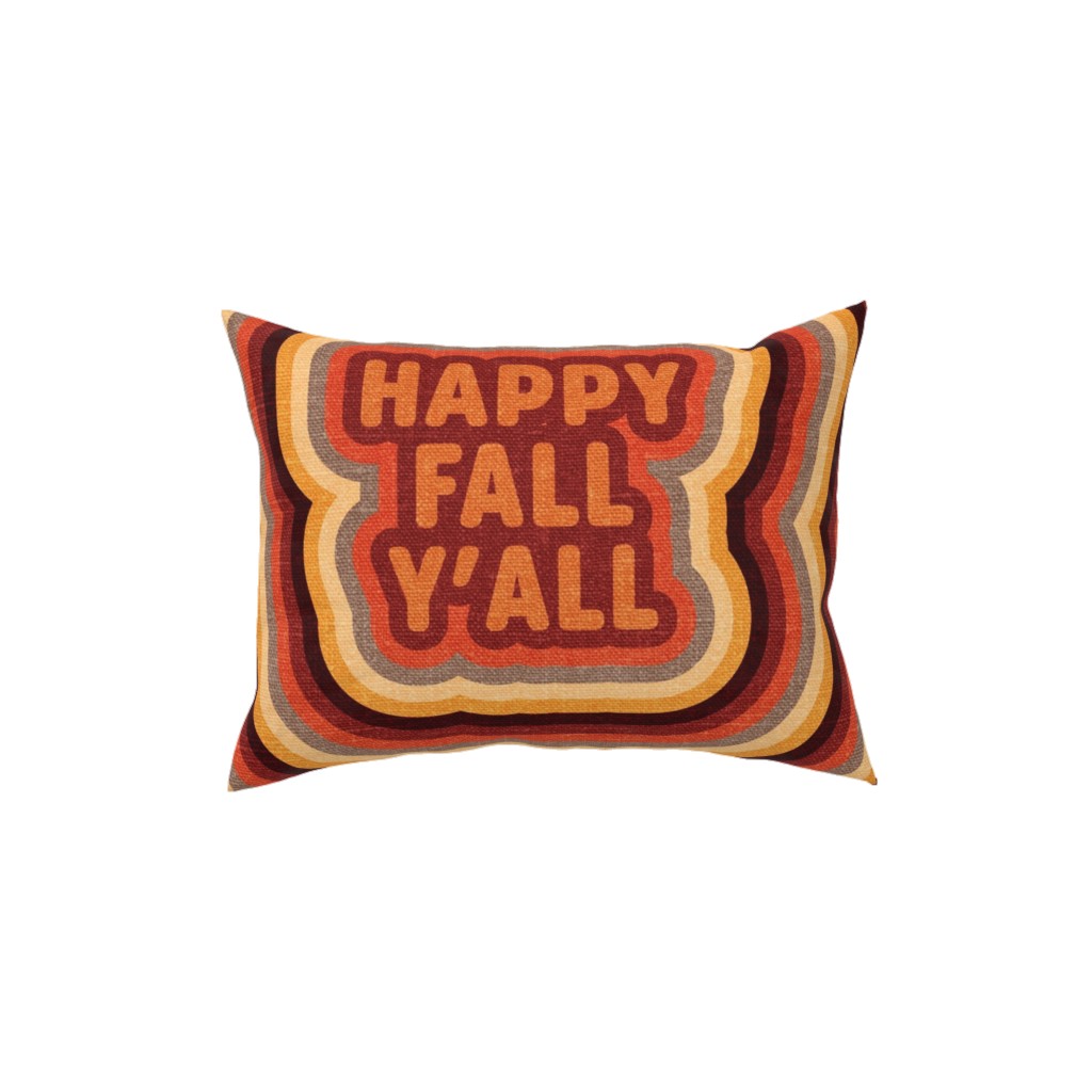 Happy Fall Y'all Retro - Multi Pillow, Woven, Beige, 12x16, Single Sided, Orange, Orange
