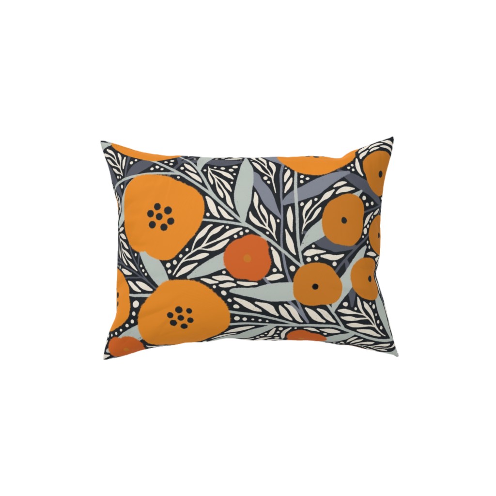 Eloise Floral - Orange Pillow, Woven, Beige, 12x16, Single Sided, Orange, Orange