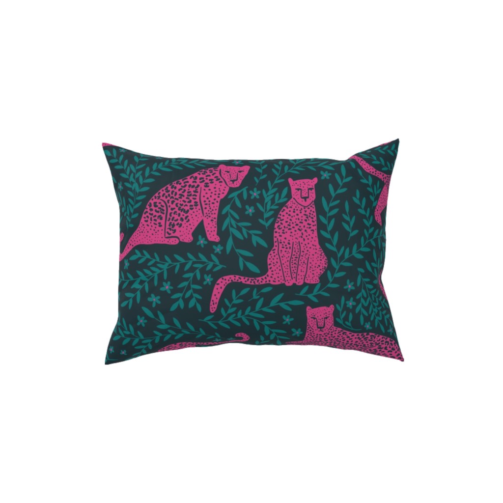 Jungle Cat Pillow, Woven, Beige, 12x16, Single Sided, Pink, Silhouette