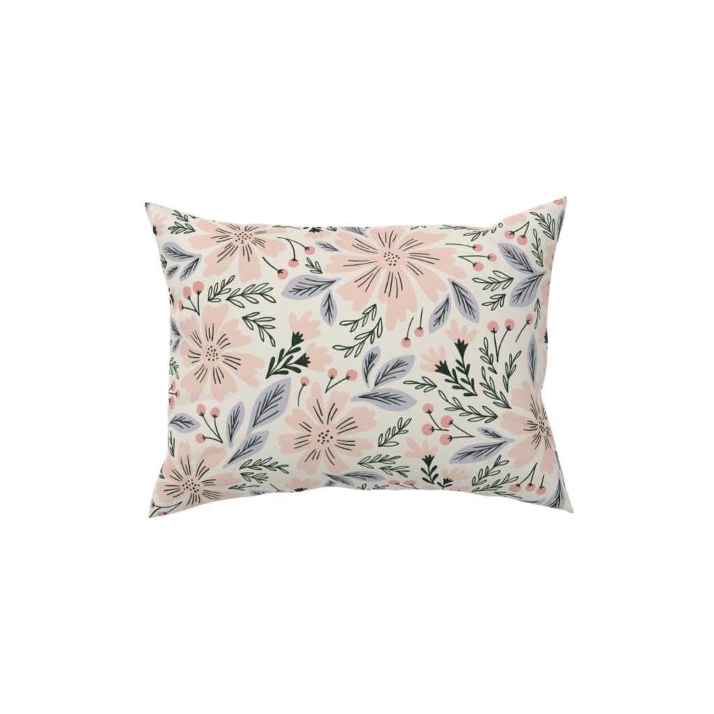 Flora - Pink Pillow, Woven, Beige, 12x16, Single Sided, Pink