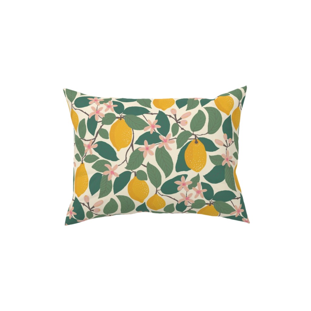 Lemon Tree - Yellow Pillow, Woven, Beige, 12x16, Single Sided, Yellow