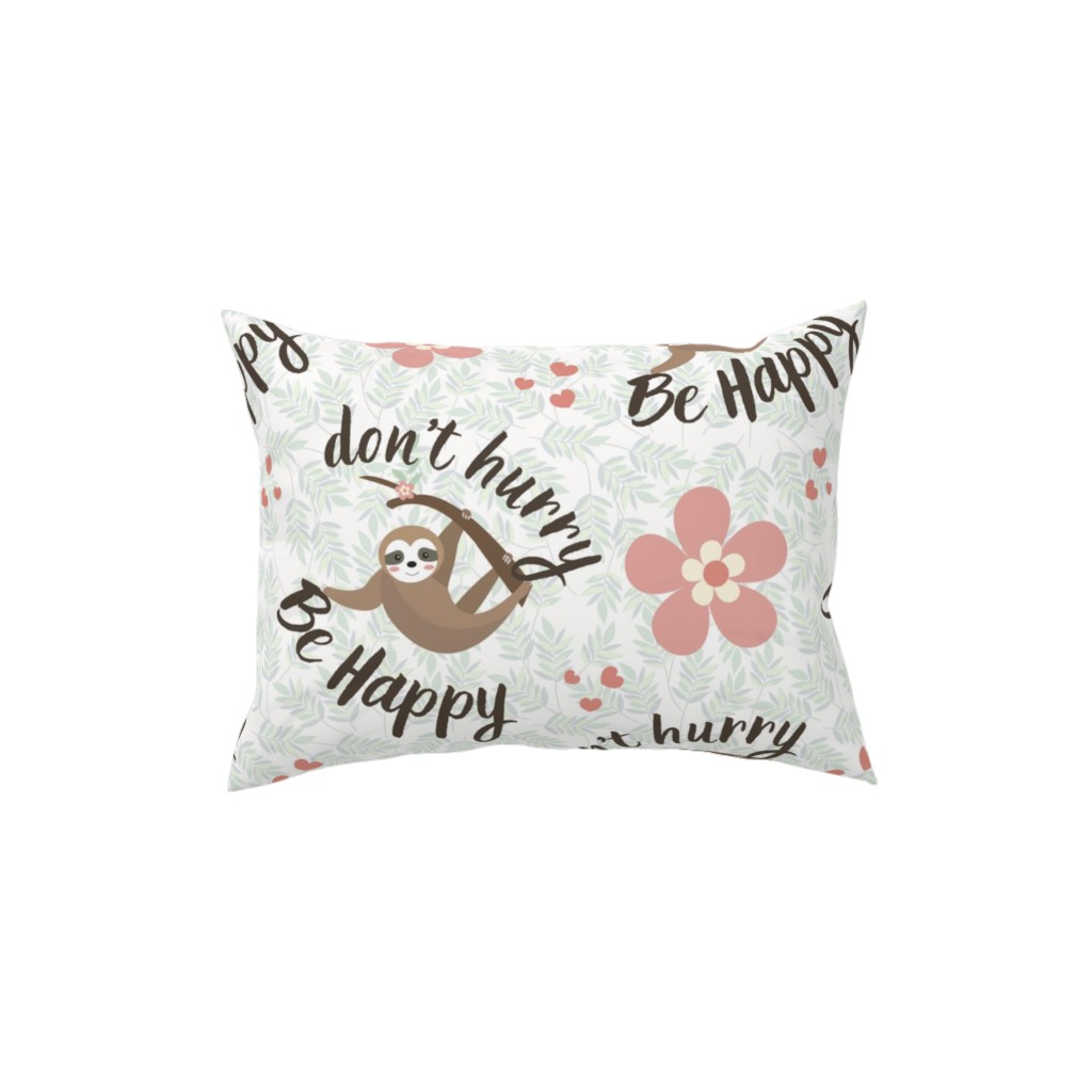 Don't Hurry Be Happy - Beige & Brown Pillow, Woven, Beige, 12x16, Single Sided, Beige, Pearl