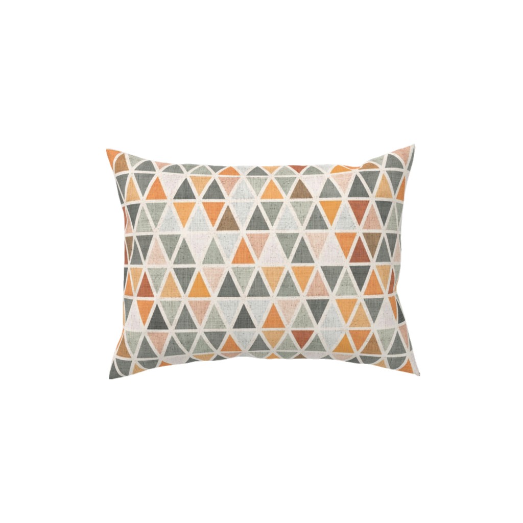 Triangles - Grey and Orange Pillow, Woven, Beige, 12x16, Single Sided, Multicolor