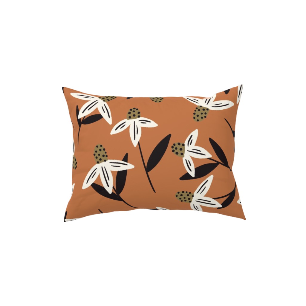 Daisy - on Orange Pillow, Woven, Beige, 12x16, Single Sided, Orange, Orange