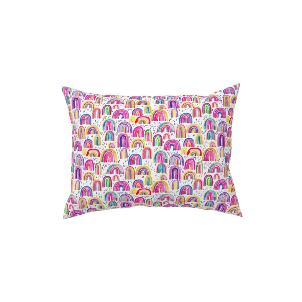 Rainbows Watercolor - Multi Pillow, Woven, Beige, 12x16, Single Sided, Multicolor