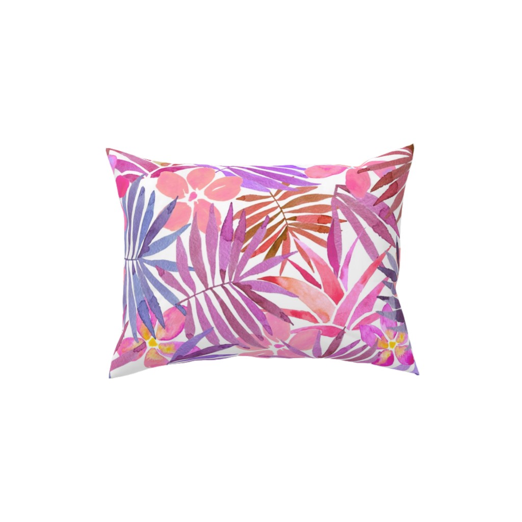Watercolor Tropical Vibes Pillow, Woven, Beige, 12x16, Single Sided, Pink, Bright Dahlia