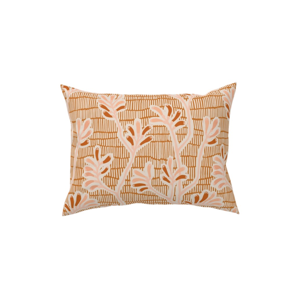 Kangaroo Paw - Floral Pillow, Woven, Beige, 12x16, Single Sided, Pink, Bright Pink