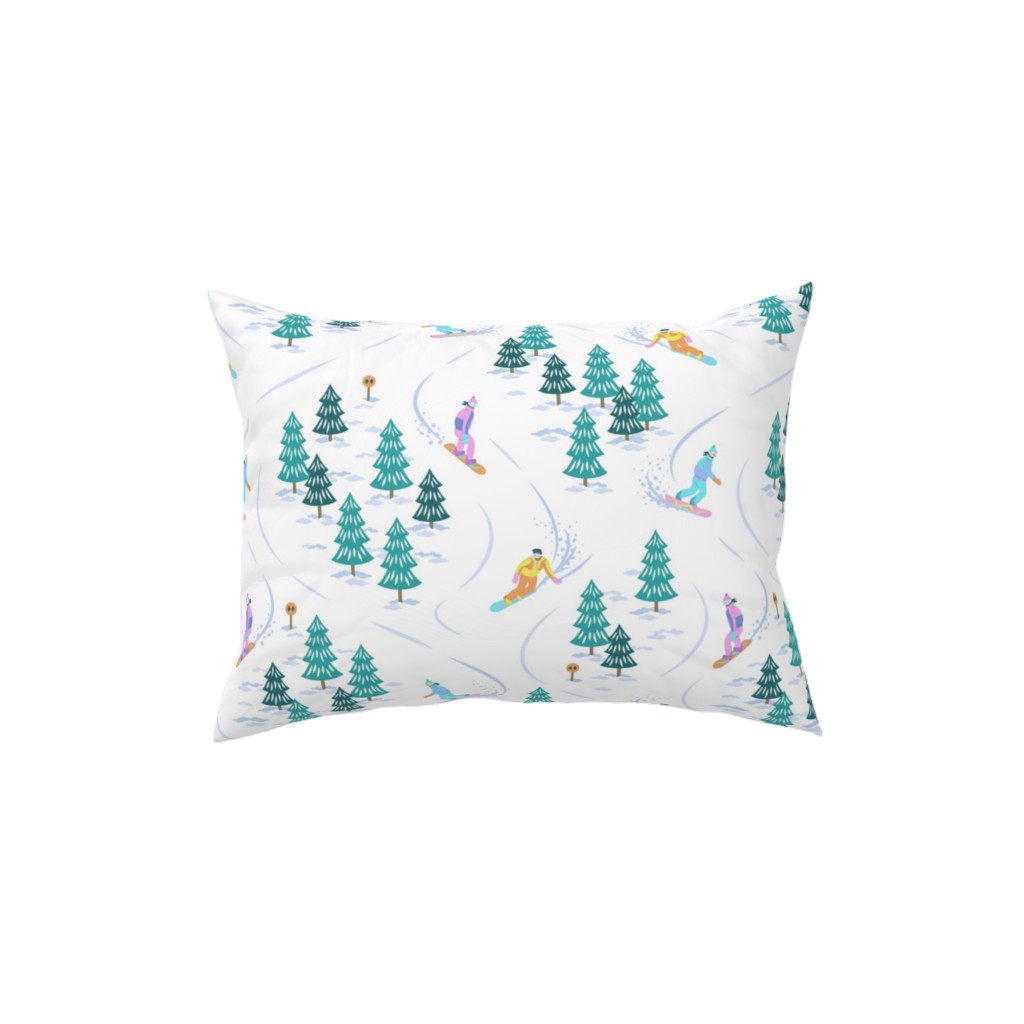 Cool Snowboarders - Multicolor Pillow, Woven, Beige, 12x16, Single Sided, Green, Classic Green