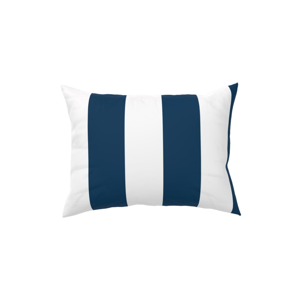 Cabana Stripe - Navy and White Pillow, Woven, Beige, 12x16, Single Sided, Blue