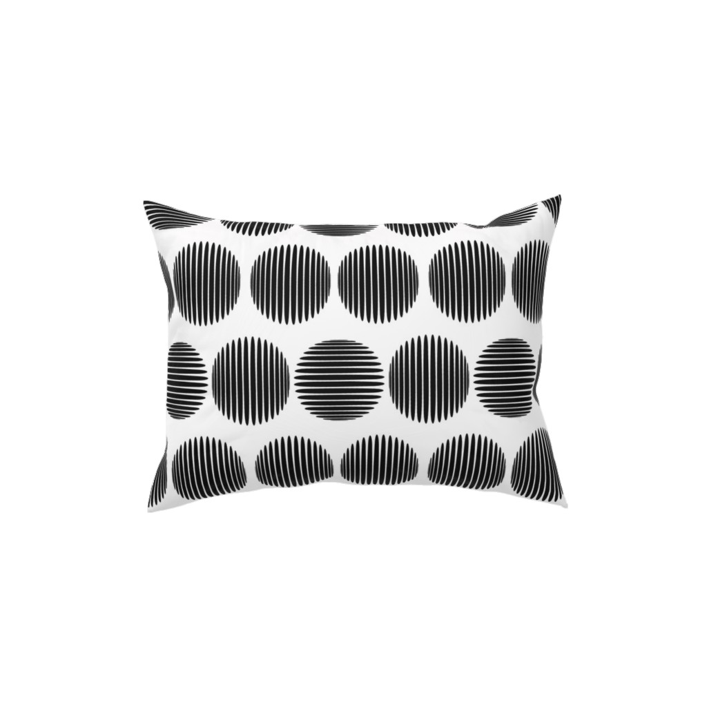 Tossed Spheres - Black and White Pillow, Woven, Beige, 12x16, Single Sided, Black