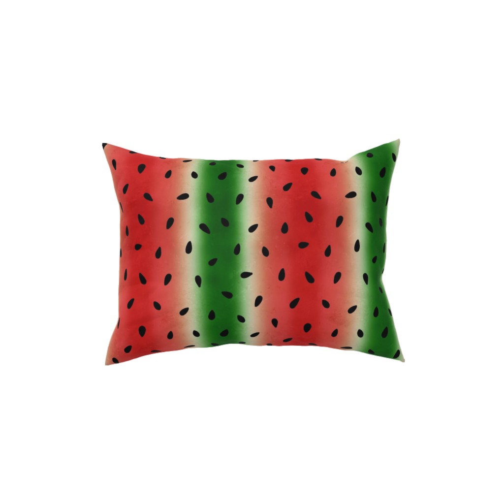 Watermelon Stripes Distressed - Red and Green Pillow, Woven, Beige, 12x16, Single Sided, Multicolor