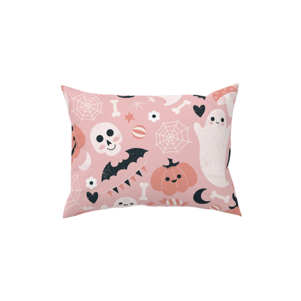 Non-Spooky Halloween - Pink Pillow, Woven, Beige, 12x16, Single Sided, Pink, Bright Pink