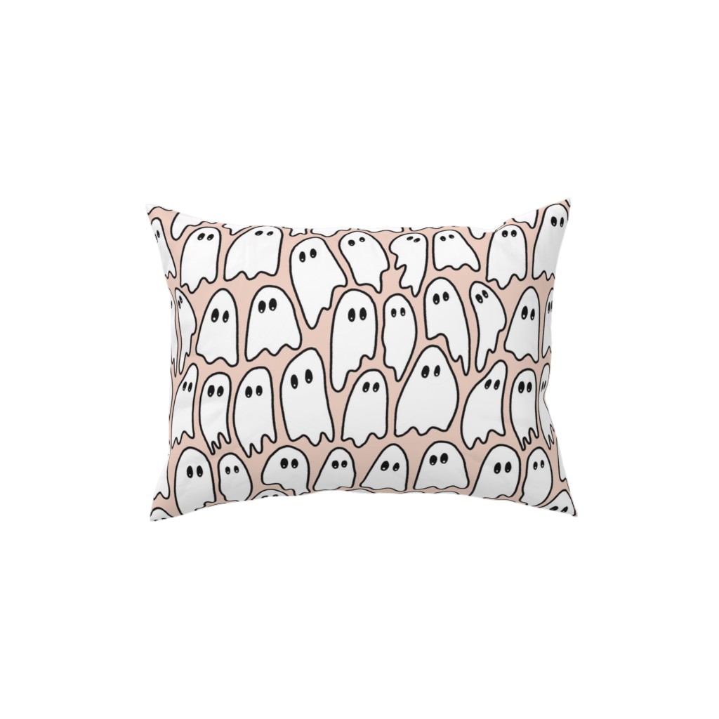 Ghosted Ghosts Pillow, Woven, Beige, 12x16, Single Sided, Pink