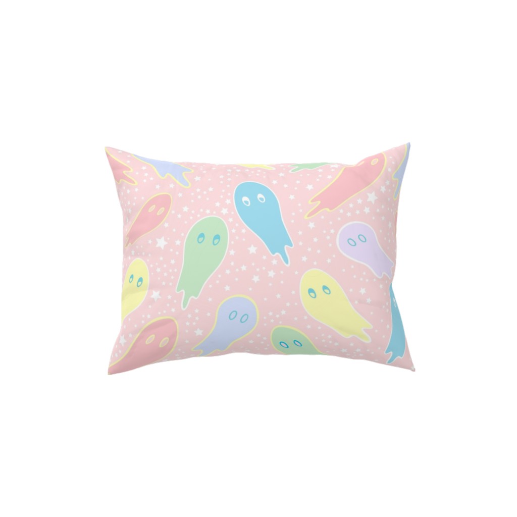 Pastel Ghosts on Pink Pillow, Woven, Beige, 12x16, Single Sided, Multicolor