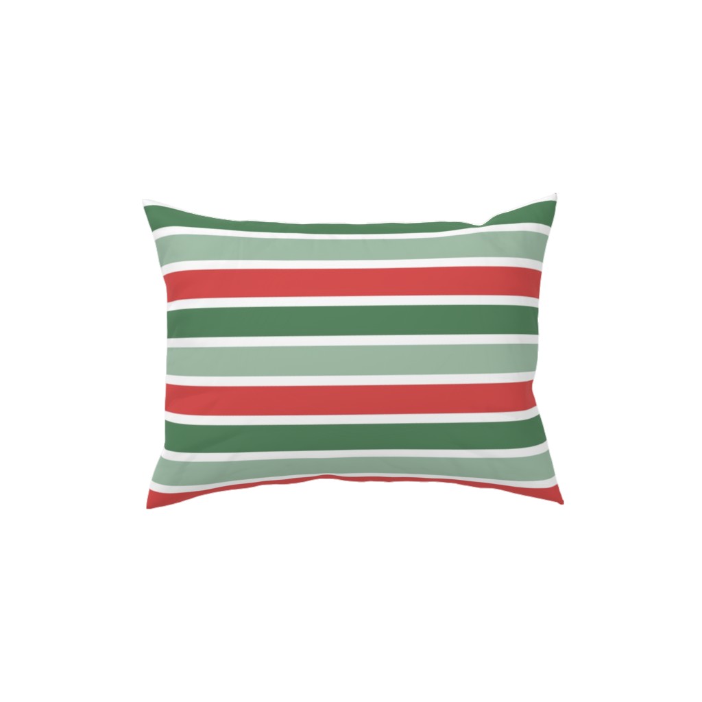 Christmas Cozy Stripe - Red and Green Pillow, Woven, Beige, 12x16, Single Sided, Multicolor