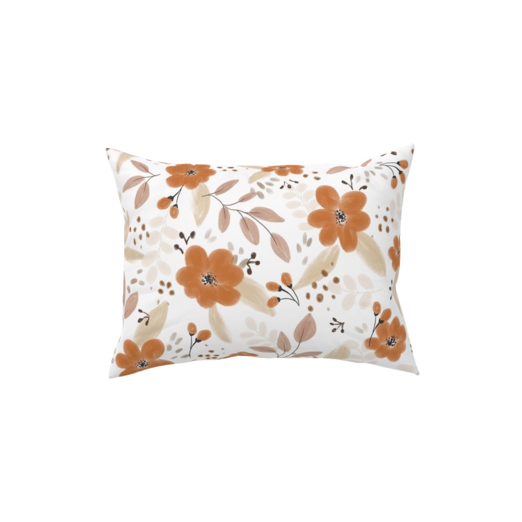 Fall Florals Pillow, Woven, Beige, 12x16, Single Sided, Orange