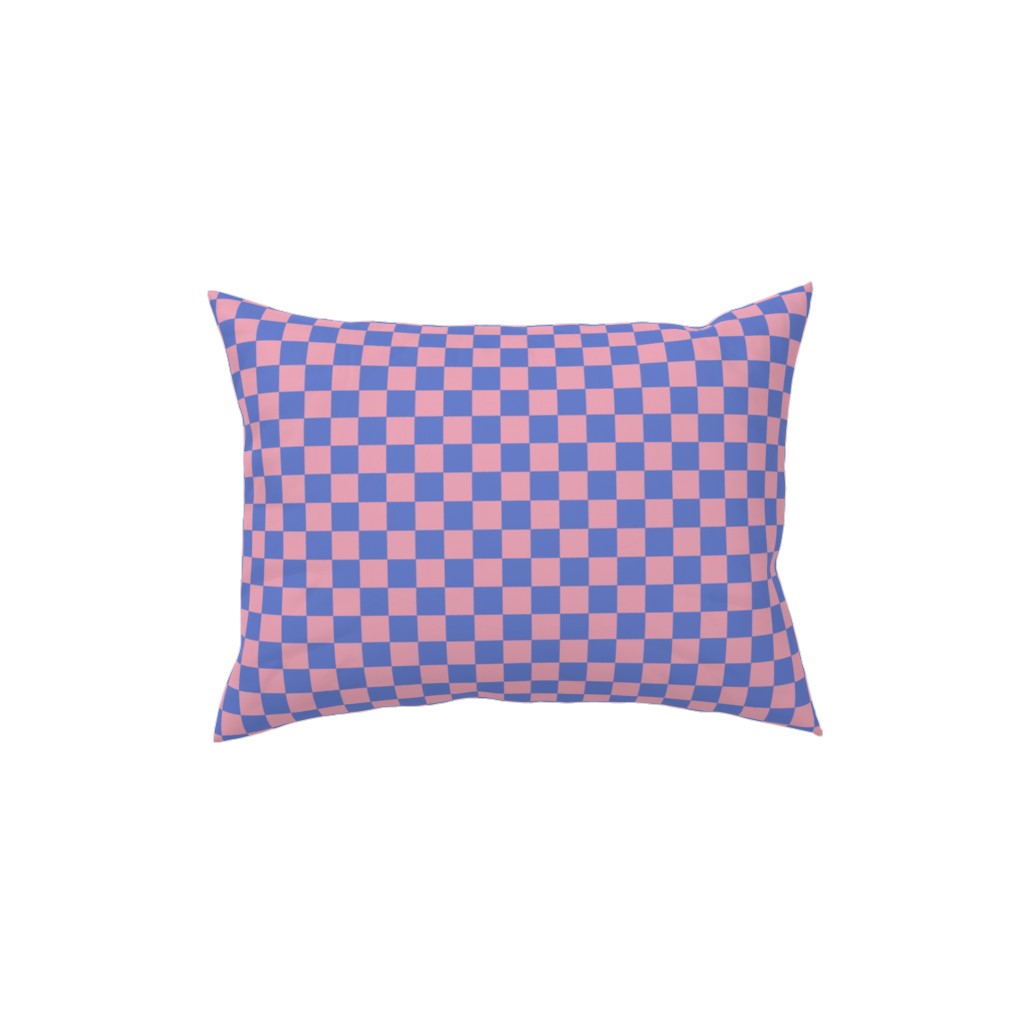 Fun Checkers - Pink and Purple Pillow, Woven, Beige, 12x16, Single Sided, Pink