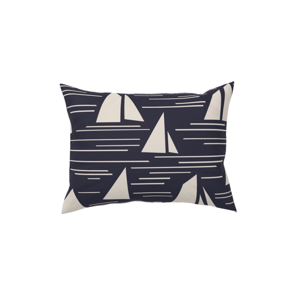 Nantucket Summer Block Print Pillow, Woven, Beige, 12x16, Single Sided, Blue