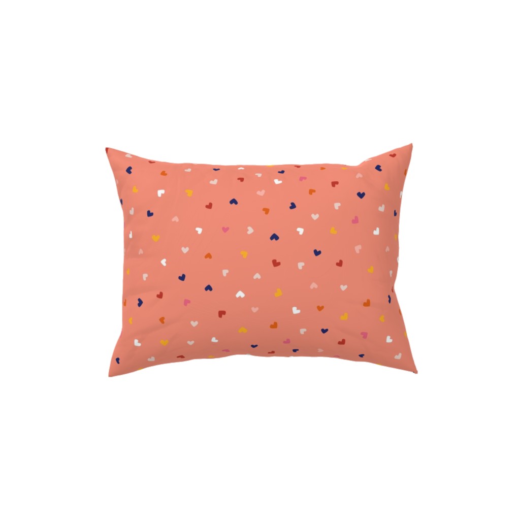 Heart Sprinkles - Pink Pillow, Woven, Beige, 12x16, Single Sided, Pink, Bright Pink