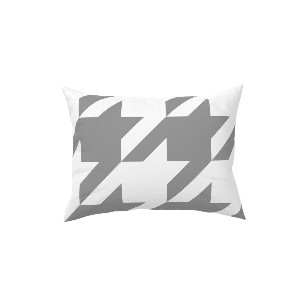 Modern Houndstooth Check - Grey and White Pillow, Woven, Beige, 12x16, Single Sided, Gray, Gray