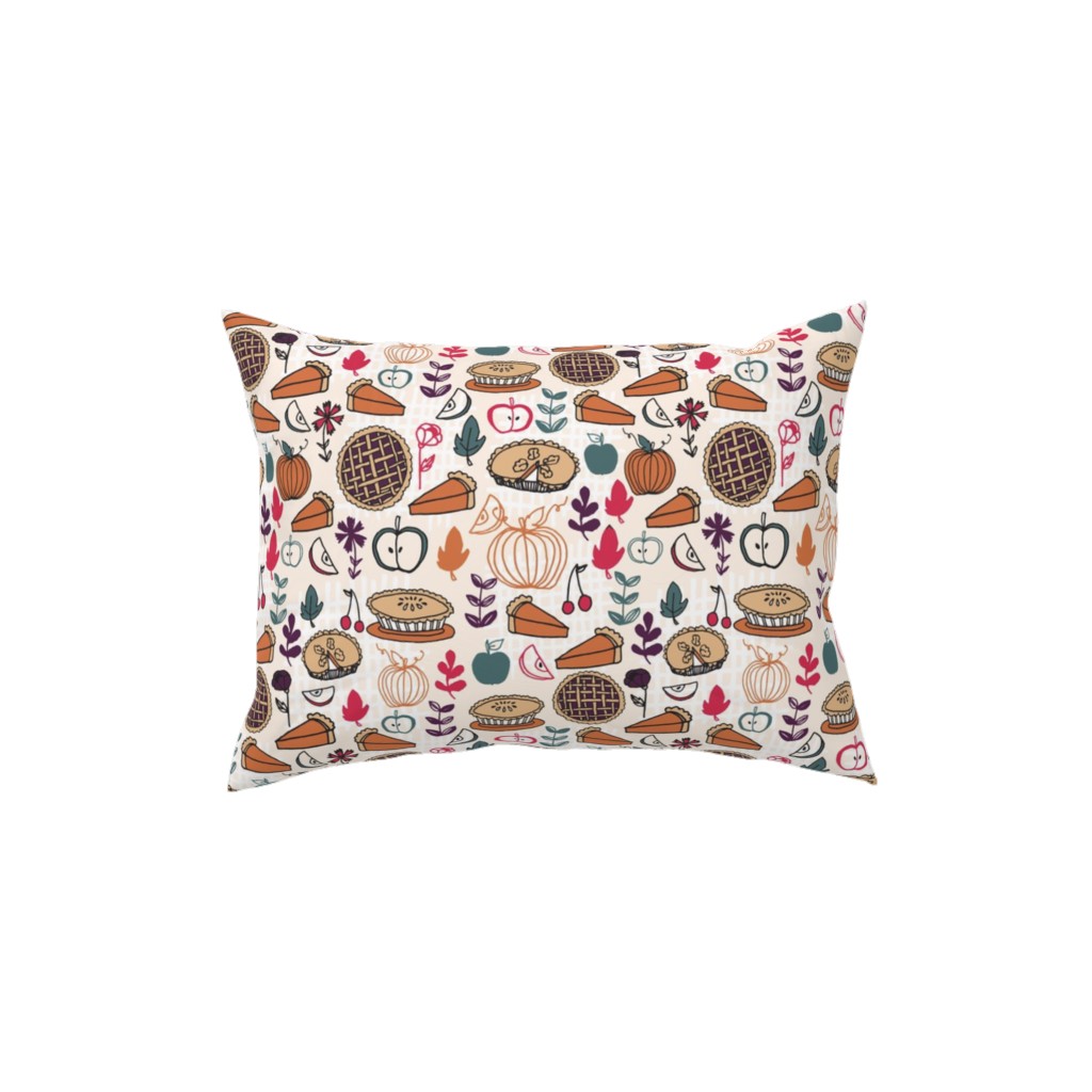 Thanksgiving Apple and Pumpkin Pies Pillow, Woven, Beige, 12x16, Single Sided, Multicolor
