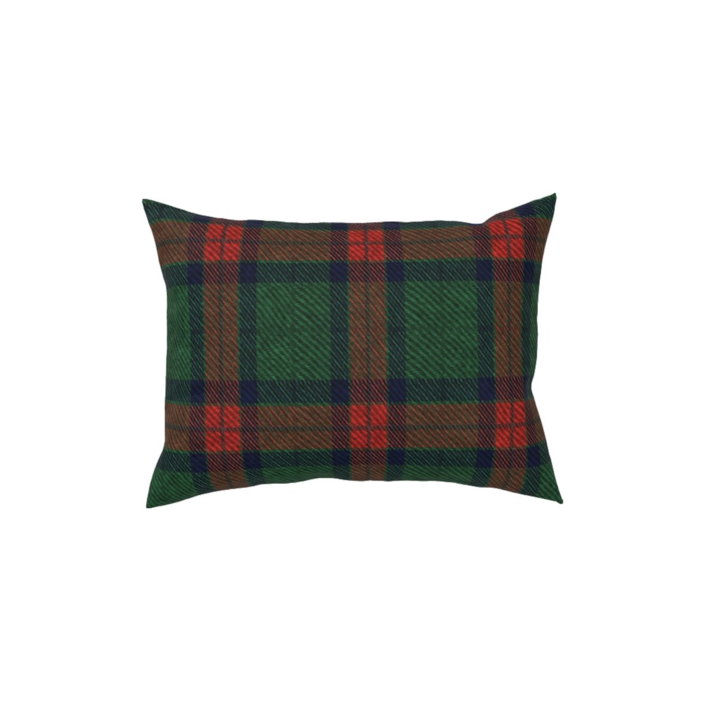 Holiday Tartan Pillow, Woven, Beige, 12x16, Single Sided, Green, Classic Green